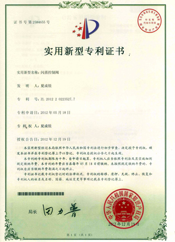 閃蒸控制閥門專利
